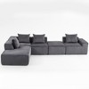 Corduroy Modular L-Shaped Sectional Sofa with High-Density Sponge, 5 Pillows - 3 of 4