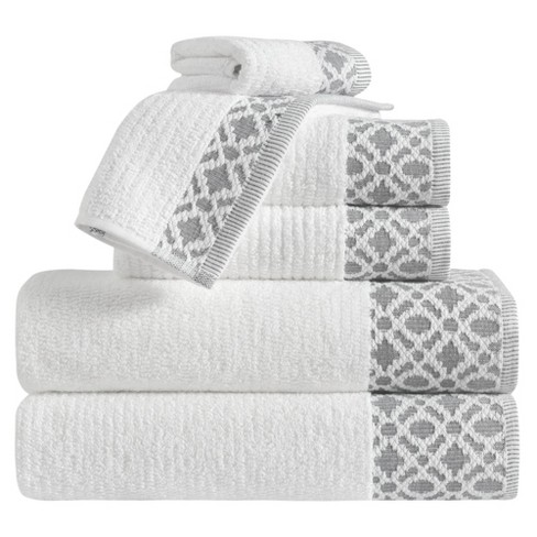 Market & Place Turkish Cotton Luxury 6-piece Bath Towel Set White/grey ...