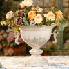 Vintage Decorative Metal Urn, Elegant Distressed Finish Flower Pot, Urn with Ornate Handles, 1pc - 2 of 4