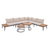 Nestfair 6pc Metal Frame Outdoor Sectional Set with Nesting Coffee Tables and Cushions Beige - 2 of 4