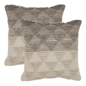 HomeRoots Set of Two Cream Geometric Cotton Throw Pillow With Texture ...