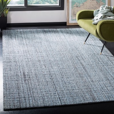 Handmade Black Abstract Wool and Viscose Area Rug