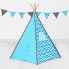 Bacati - Mix n Match Turquoise Gray Chevron Dots Play Tent for Kids/Toddlers, 100% Cotton Percale Fabric Cover  - 3 of 4