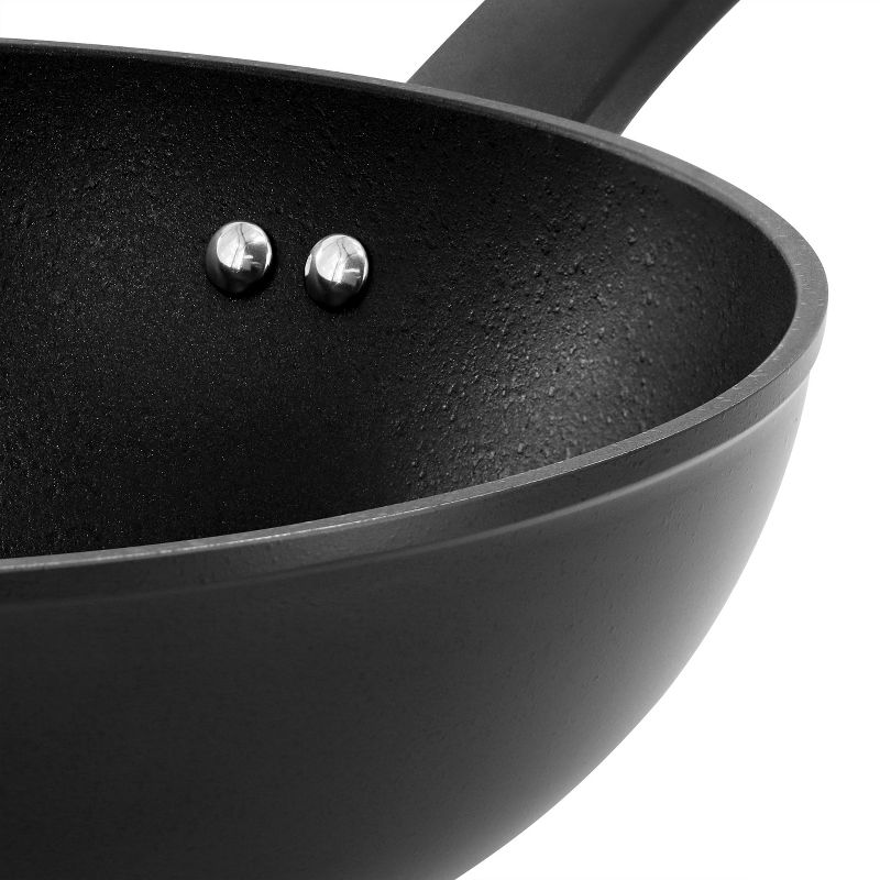 Oster Connelly 12 Inch Textured Nonstick Aluminum Wok with Lid in Black, 5 of 7