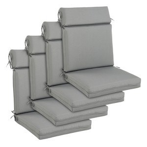 Aoodor 4Pcs Outdoor Cartridge High Back Dining Chair Cushion Set, Fade and Water Resistant Polyester Fabric Cover with Ties and Zipper - 1 of 4