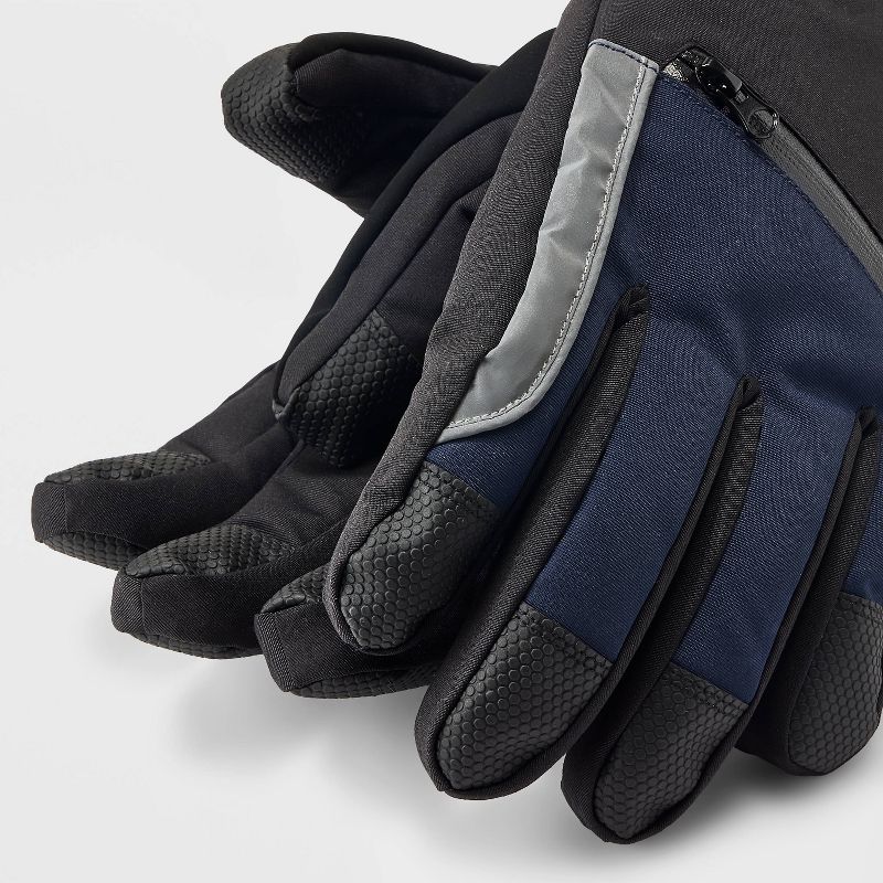 Men&#39;s Patchwork Zip Pocket Ski Gloves - Goodfellow &#38; Co&#8482; Navy Blue, 3 of 5