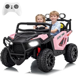 24V 2 Seater Electric UTV Car with Remote Control, 4-Wheeler Suspension, Soft Start, 3 Speeds, Led Lights, Ride on Truck Kids 3-8 Years - 1 of 4