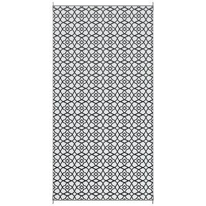 Aghana Digitals Reversible 8'x10' Outdoor Rug with Carry Bag - Black & White Clover Design, - 1 of 4