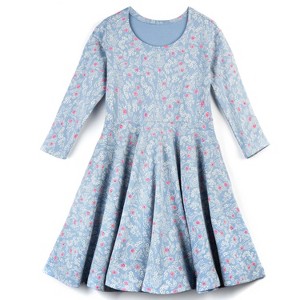 Mightly Girls Fair Trade Organic Cotton Print 3/4 Sleeve Twirl Dress - 1 of 3