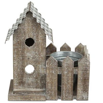 Cheung's Elwin 2 Story Bird house & Galvanized Pot - Small
