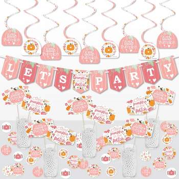 Big Dot of Happiness Girl Little Pumpkin - Fall Birthday Party or Baby Shower Supplies Decoration Kit - Decor Galore Party Pack - 51 Pieces