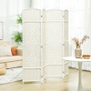 HOMCOM 4 Panel Room Divider, 6' Tall Folding Privacy Screen, Hand-Woven Freestanding Wood Partition for Home Office, Bedroom, White - image 3 of 4