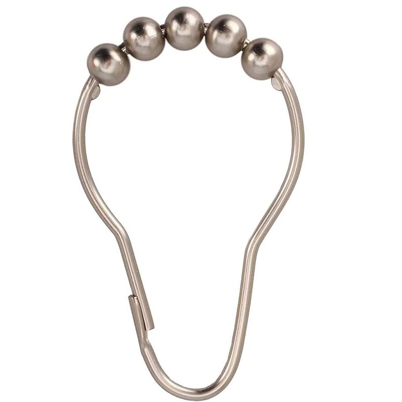 2 Lb Depot Set of 12 Stainless Steel Shower Curtain Rings Hooks with Locking Rings with Easy Glide Rollers-Brushed Nickel, 3 of 5