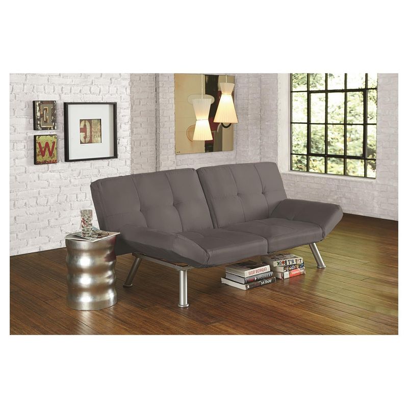 Contempo Microsuede Upholstered Convertible Futon Charcoal - Dorel Home Products, 3 of 7