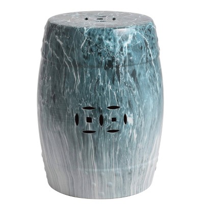 Gilroy Marble Garden Stool - Blue Marble - Safavieh