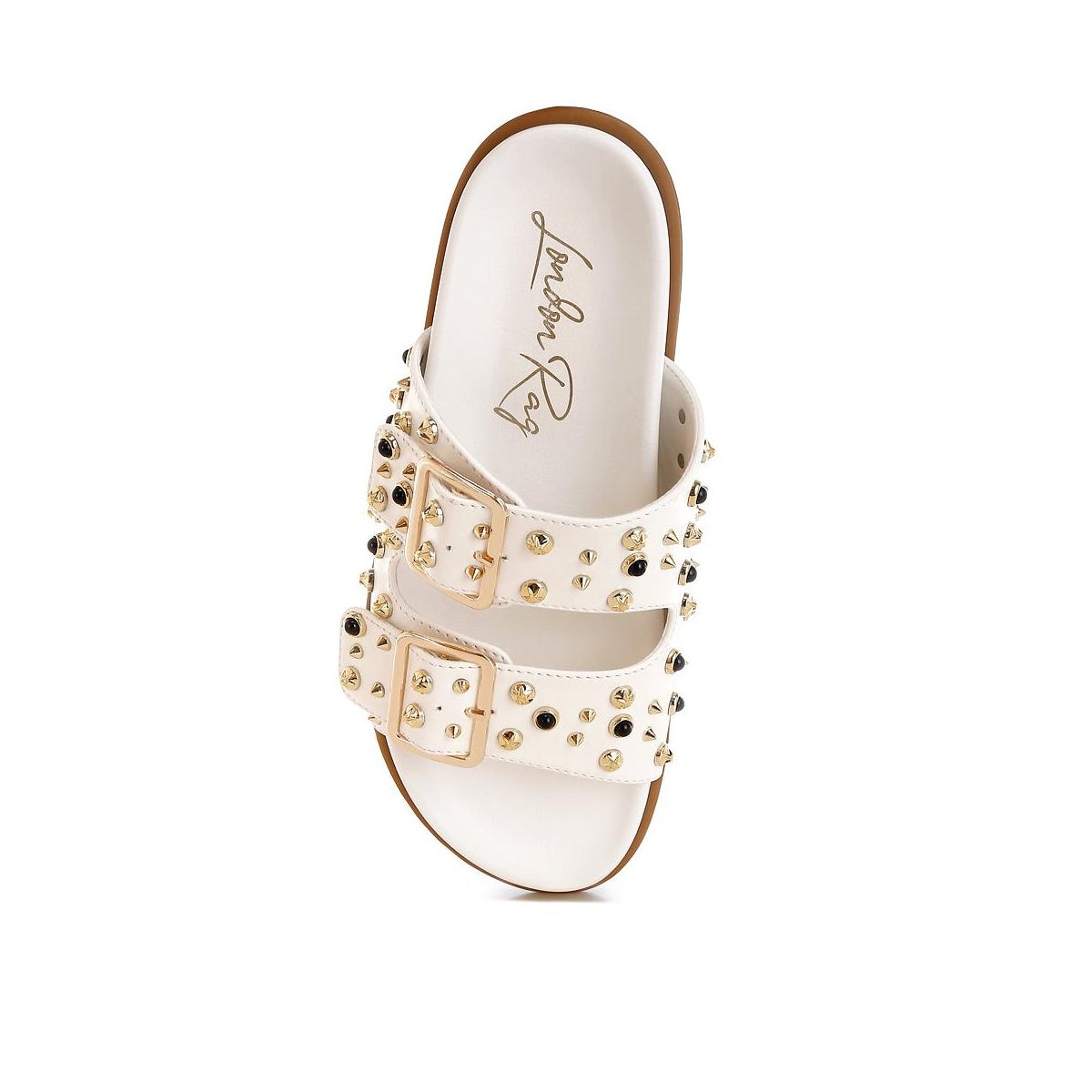 Обувь London Rag Womens Jayata Metallic Stud Embellished Sliders 7 — фото 4