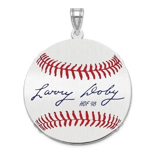 Black Bow Jewelry Sterling Silver Larry Doby Signature LG Enamel Baseball Pendant - 1 of 4