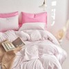Striped Cotton Duvet Cover Set, Ticking Stripe, Farmhouse, 100 Washed Cotton, 3 Pieces, Pink White, Full Size - 4 of 4