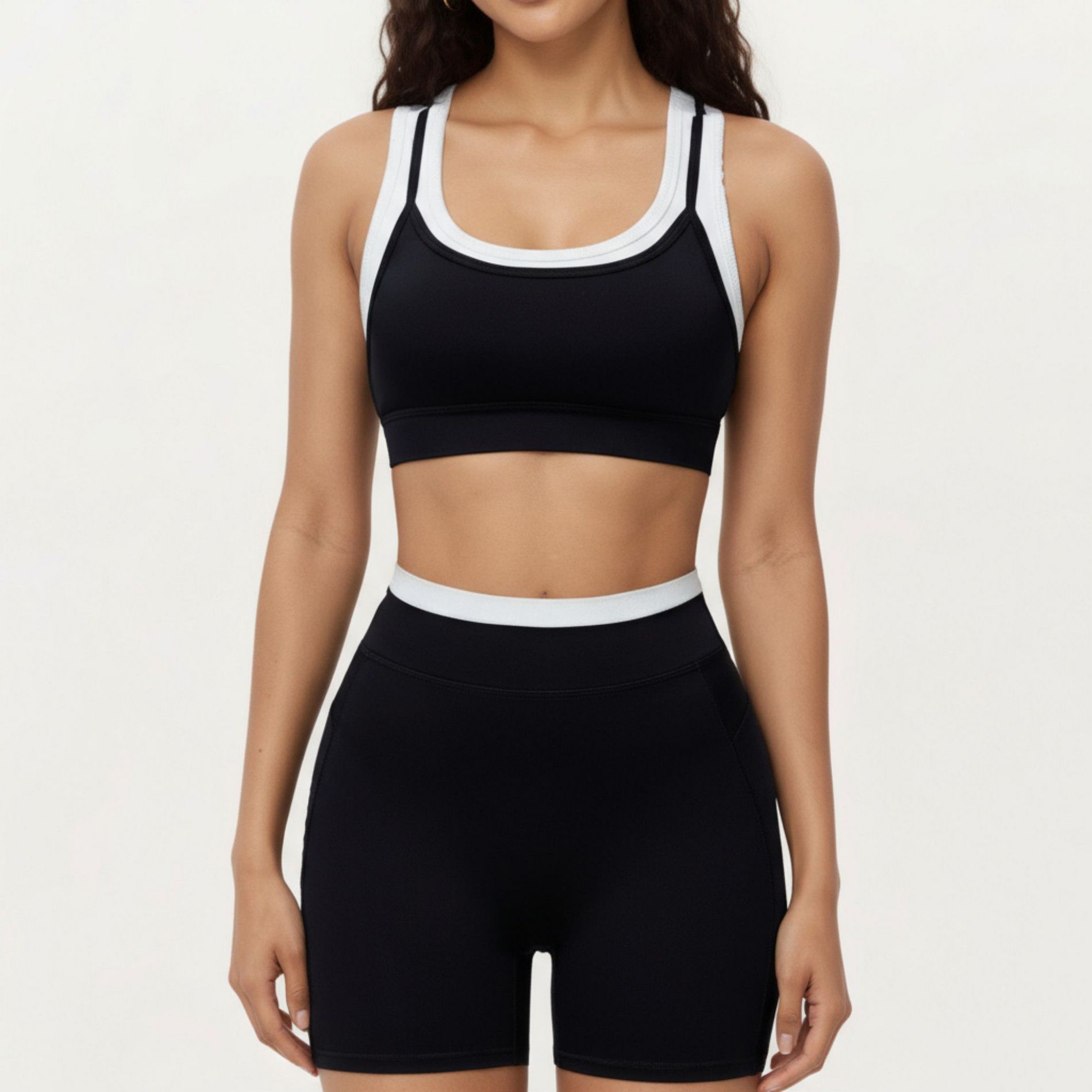 Anna-Kaci Active Women's Double Layer Scoop Neck Sports Bra with Smooth Stretch Fabric, Supportive Fit and Wide Straps