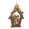 Rustic Brown Creche with Angel Nativity 4.5 x 3.5 Resin Decorative Hanging Ornament - 2 of 4