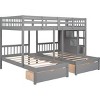 Streamdale Full Over Twin & Twin Bunk Bed, Wood Triple Bunk Bed with Drawers and Guardrails (Gray) - 4 of 4