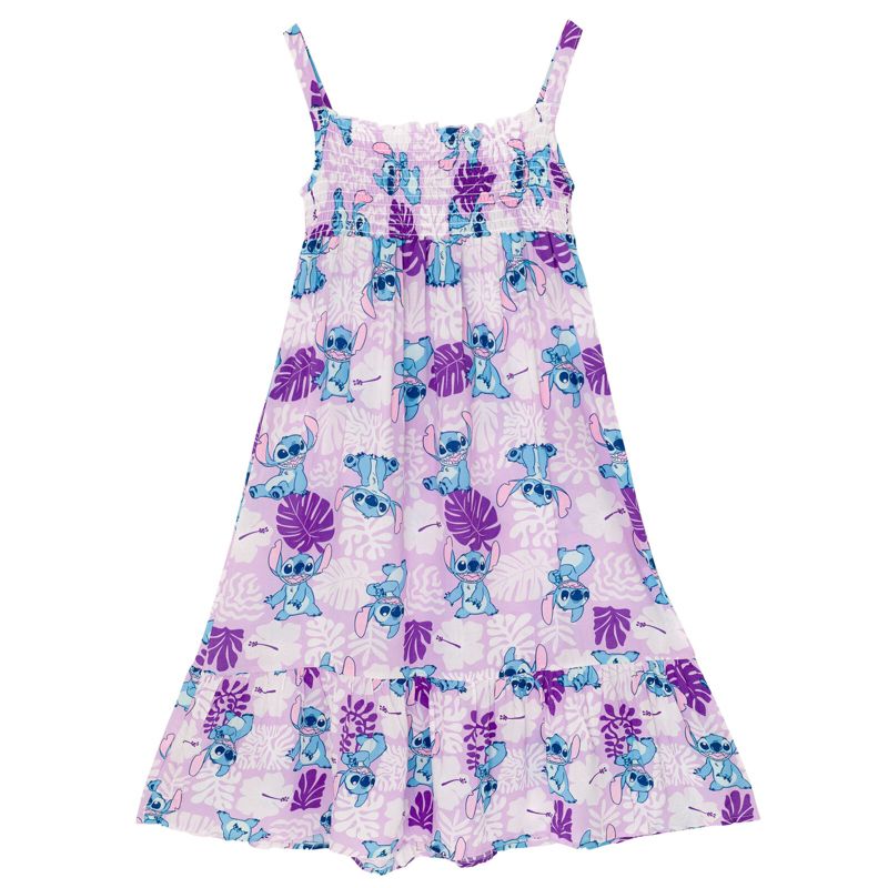 Mickey Mouse & Friends Minnie Lilo Stitch Floral Girls Smocked Maxi Dress Little Kid to Big, 1 of 8