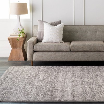 Gray Floral Synthetic Rectangular Area Rug