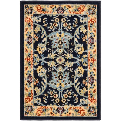 Navy Blue/Ivory 8' x 10' Synthetic Easy-Care Stain-Resistant Rug
