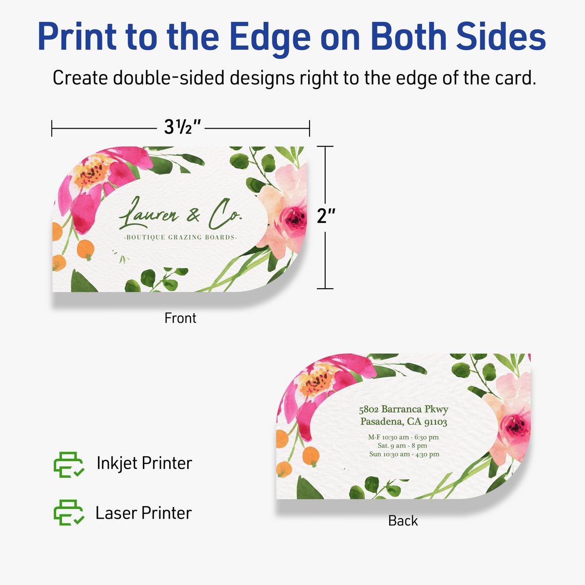 Avery Matte White Business Cards, 2" x 3-1/2" Leaf - thumbnail 6