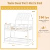 Costway Twin Over Twin House Bunk Bed with Roof, Ladder & Full-length Guardrails for Kids Natural/White - 3 of 4