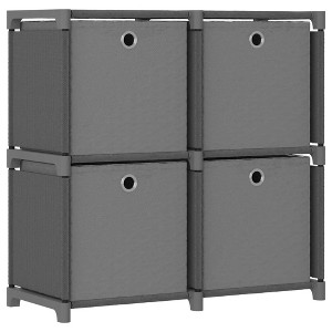 vidaXL Free-Standing 4-Cube Display Shelf with Fabric Boxes - Industrial-Style Room Organizer - 1 of 4