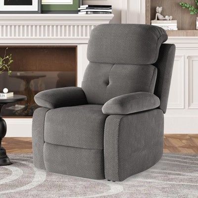 Lirago,Compact Recliner Sofa for Small Spaces - Gray Upholstery with Padded Cushion