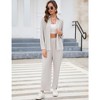 Women Two Piece Casual Outfits Y2K Loungewear Pleated Wide Leg Pants Long Sleeve Button Down Shirt Streetwear Set - 2 of 4