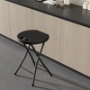 VECELO 18 in. Portable Folding Chair with Handle, Heavy Duty Round Fold Stool Chair, Foldable Stool for Indoor or Outdoor, Black/White - 3 of 4