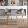 26" Velvet Bar Stools Set of 2 with Chrome Footrest and Metal Legs for Kitchen, Dining, or Bar - 2 of 4
