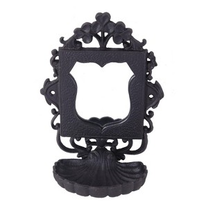 SEVOBAL Party Decorations and Accessories Black Cast Iron Soap Dish with Victorian Design and Mirror, Black, 7.3"*4.9"*9.2" - 1 of 4