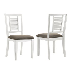 Simple Relax Set of 2 Upholstered Dining Side Chairs with Louvered Back - 1 of 4