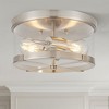 LamQee Flush Mount Ceiling Light with Clear Glass Industrial 2-Lights Farmhouse Close to Ceiling Light Fixtures Drum Lights - 2 of 4