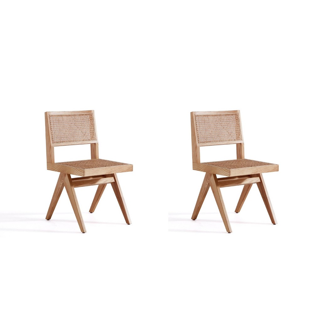 Photos - Dining Table Set of 2 Hamlet Dining Chairs Natural - Manhattan Comfort: Ash Wood Frame,