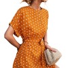 Anna-Kaci Women's Short Sleeve Polka Dot Mini Dress with Waist Tie Belt and Relaxed Fit - 3 of 4