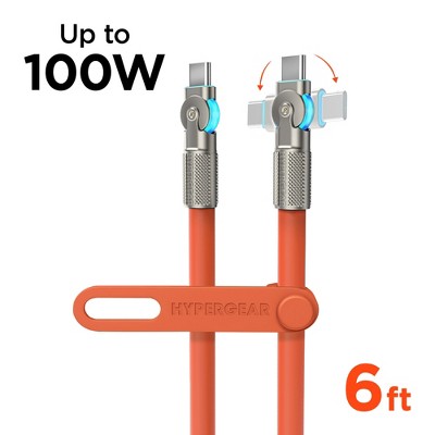 Chunky180° Extra-Thick USB-C to USB-C Cable 6ft | 100W Fast Charging, Rotating Connectors, Durable Design
