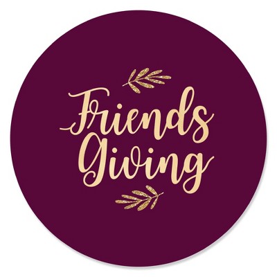 Big Dot of Happiness Elegant Thankful for Friends - Friendsgiving Thanksgiving Party Circle Sticker Labels - 24 Count