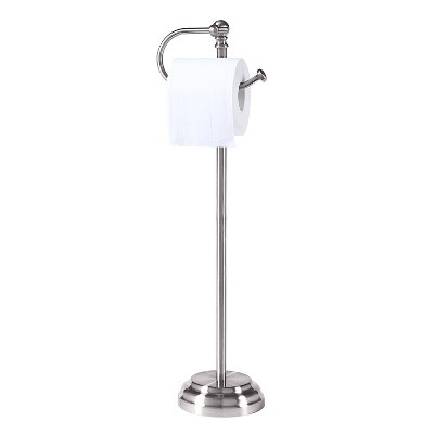Satin Nickel Free Standing Bathroom Toilet Paper Holder