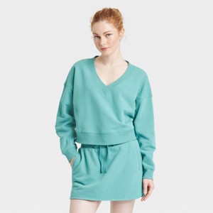 Women's French Terry V-Neck Sweatshirt - JoyLab™ - 1 of 3