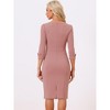 INSPIRE CHIC Women's 3/4 Sleeve Split Neck Wear to Work Business Sheath Dresses - 3 of 4