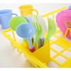 JuzToys 27pcs Pretend Play Kitchen Accessories Dishes Toys – Play Dishes Set with Dish Rack, Pretend Kitchen Playset for Kids – Pink/Yellow - 4 of 4