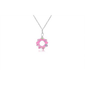 Chanteur Hypoallergenic Kids Jewelry Accessories Dounut Pink Enamel Crystal White Gold Palladium Plating Necklace Pendant - 1 of 1