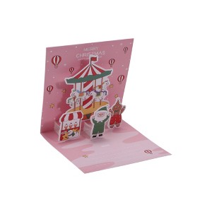 Unique Bargains Christmas Greeting Card Multicolor 4.7"x4.7" 1 Set - 1 of 4