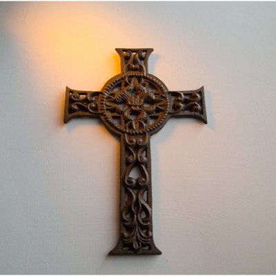 Dark Bronze Wrought Iron Celtic Wall Cross Decor