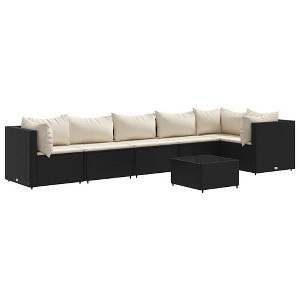 vidaXL Patio Lounge Set Black and Cream White - 1 of 4